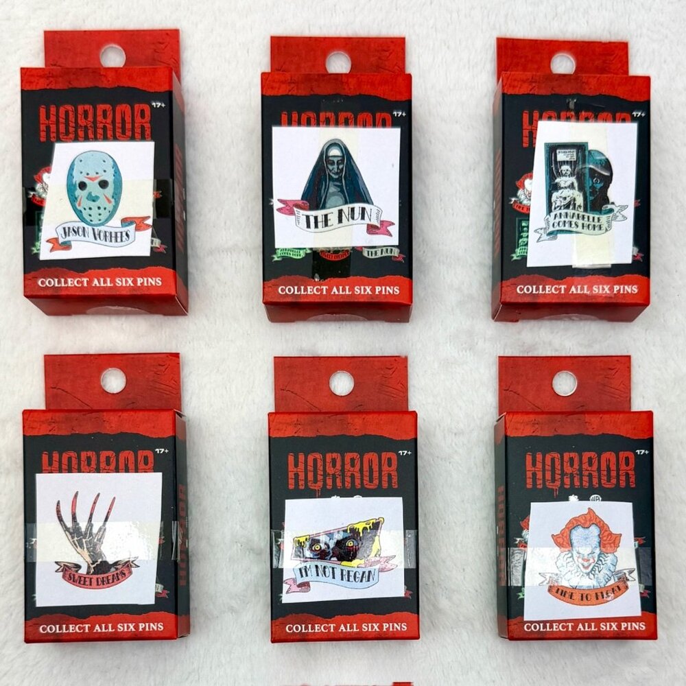 WB New Line Cinema Horror Icons Tattoo Full Set of 6 Collectible Enamel Pins